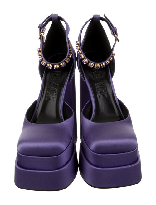 Versace Satin Crystal Embellishments D'Orsay Pumps