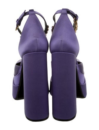 Versace Satin Crystal Embellishments D'Orsay Pumps