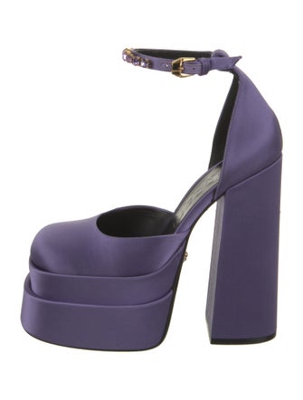 Versace Satin Crystal Embellishments D'Orsay Pumps