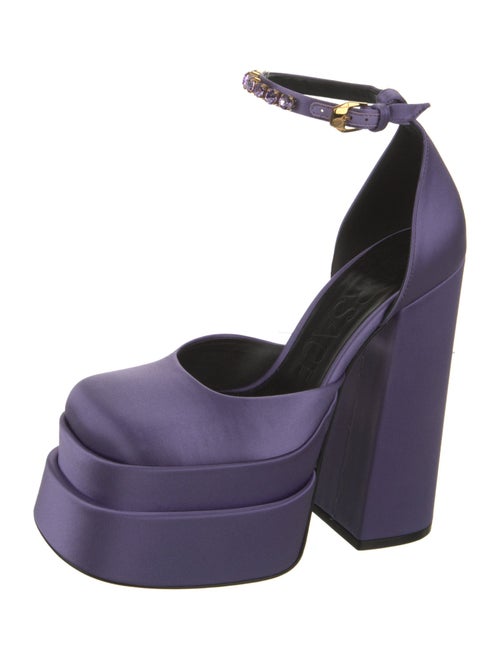 Versace Satin Crystal Embellishments D'Orsay Pumps