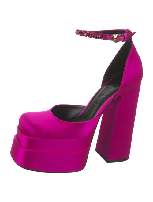 Versace Satin Crystal Embellishments D'Orsay Pumps