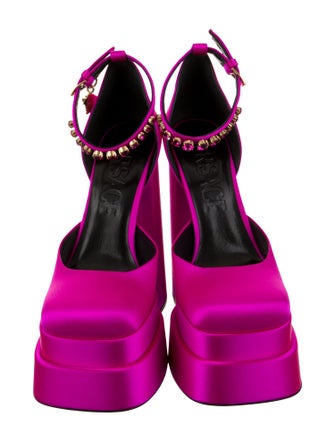 Versace Satin Crystal Embellishments D'Orsay Pumps