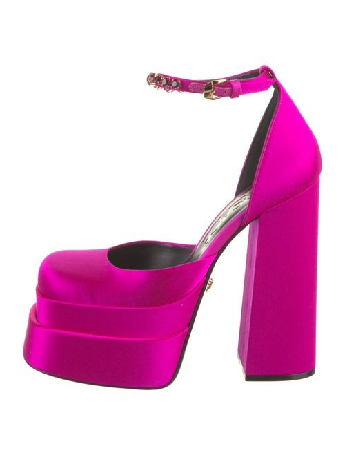 Versace Satin Crystal Embellishments D'Orsay Pumps