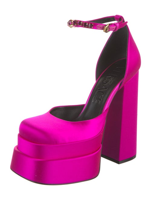 Versace Satin Crystal Embellishments D'Orsay Pumps