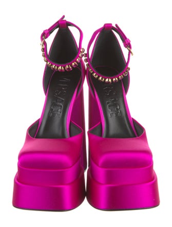 Versace Satin Crystal Embellishments D'Orsay Pumps