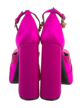 Versace Satin Crystal Embellishments D'Orsay Pumps