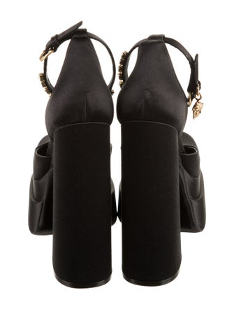 Versace Satin Leather Trim Embellishment D'Orsay Pumps