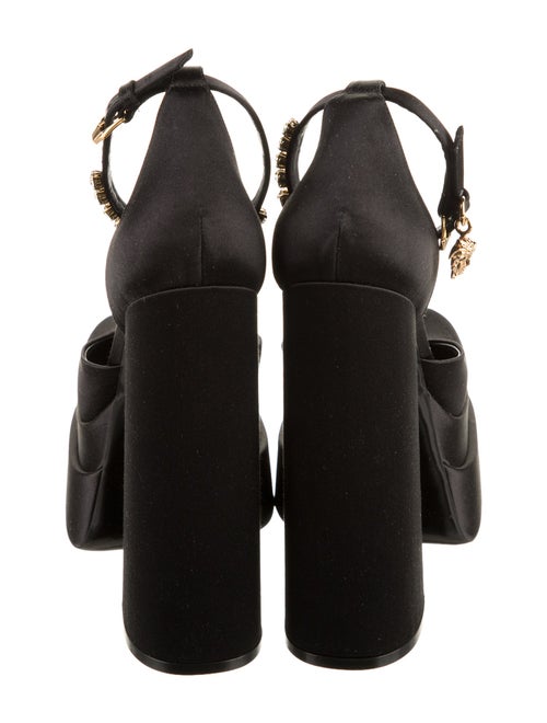 Versace Satin Leather Trim Embellishment D'Orsay Pumps