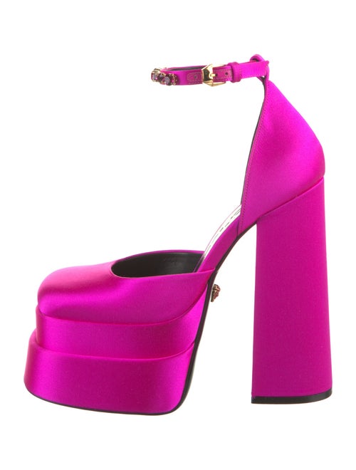 Versace Satin Crystal Embellishments D'Orsay Pumps