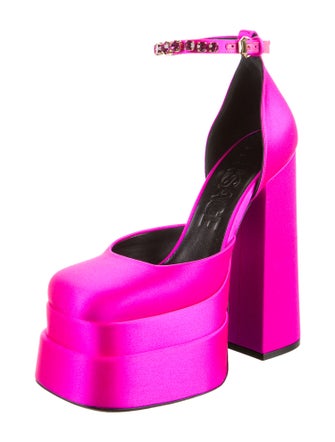 Versace Satin Crystal Embellishments D'Orsay Pumps