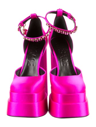 Versace Satin Crystal Embellishments D'Orsay Pumps