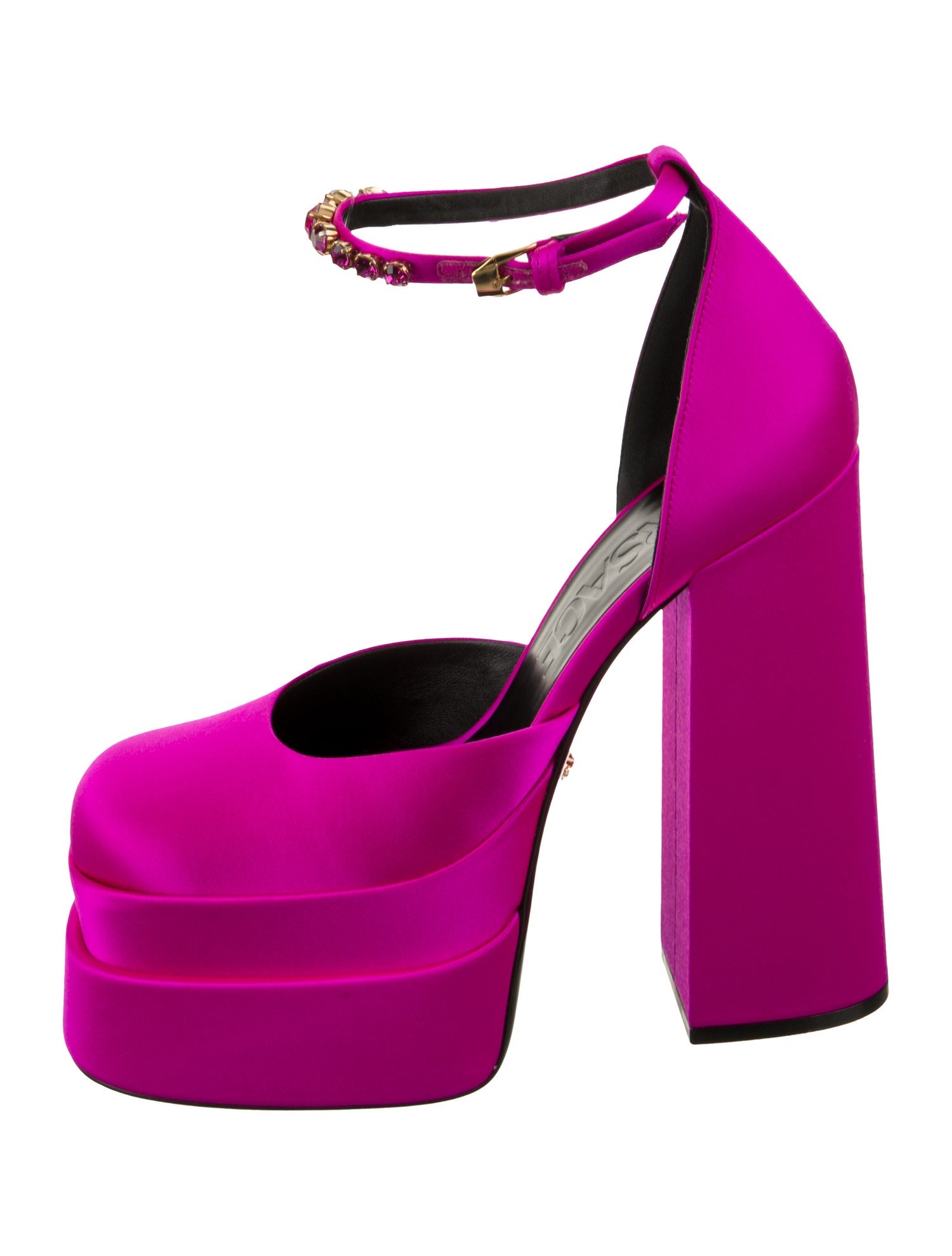 Versace Satin Printed D'Orsay Pumps