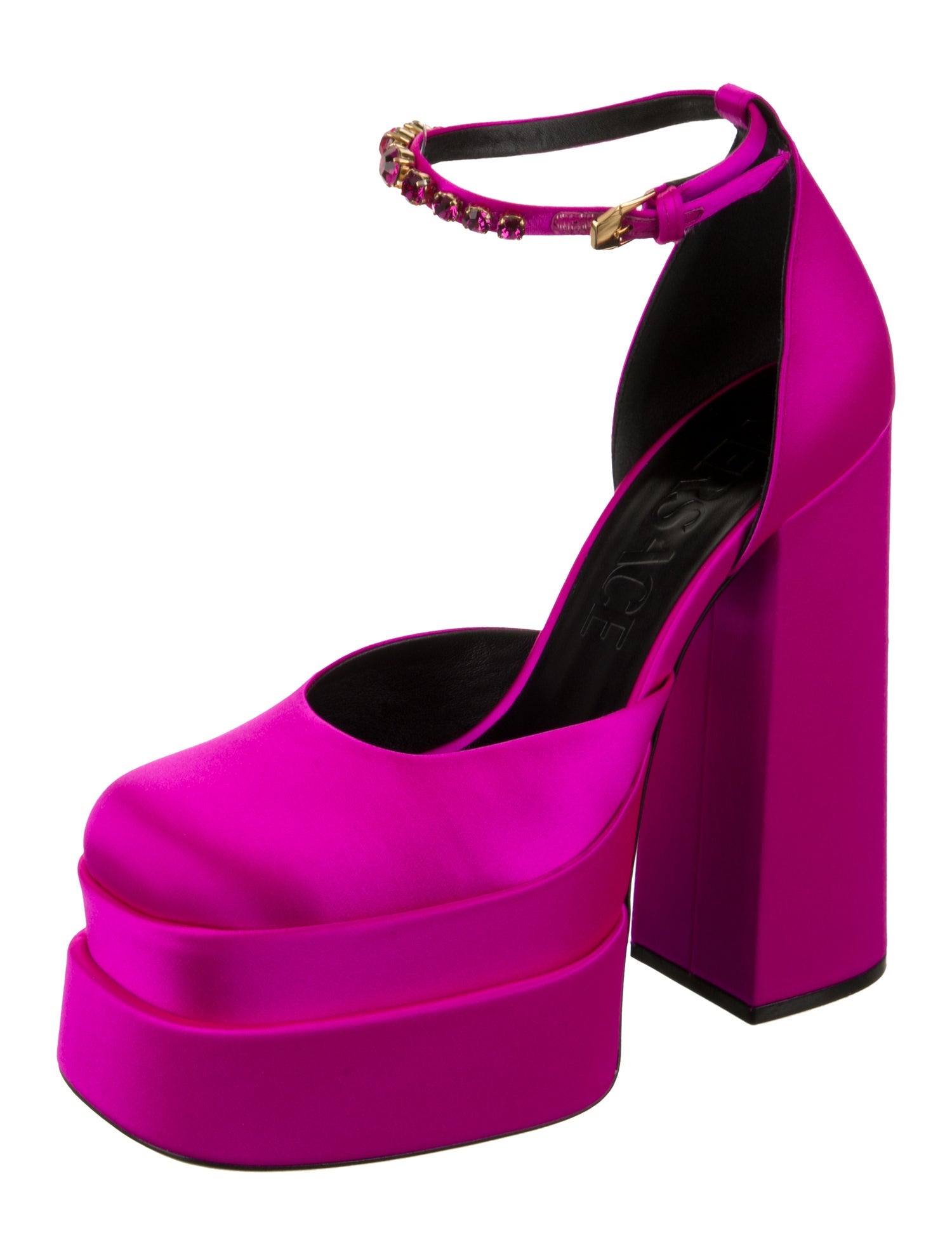 Versace Satin Printed D'Orsay Pumps