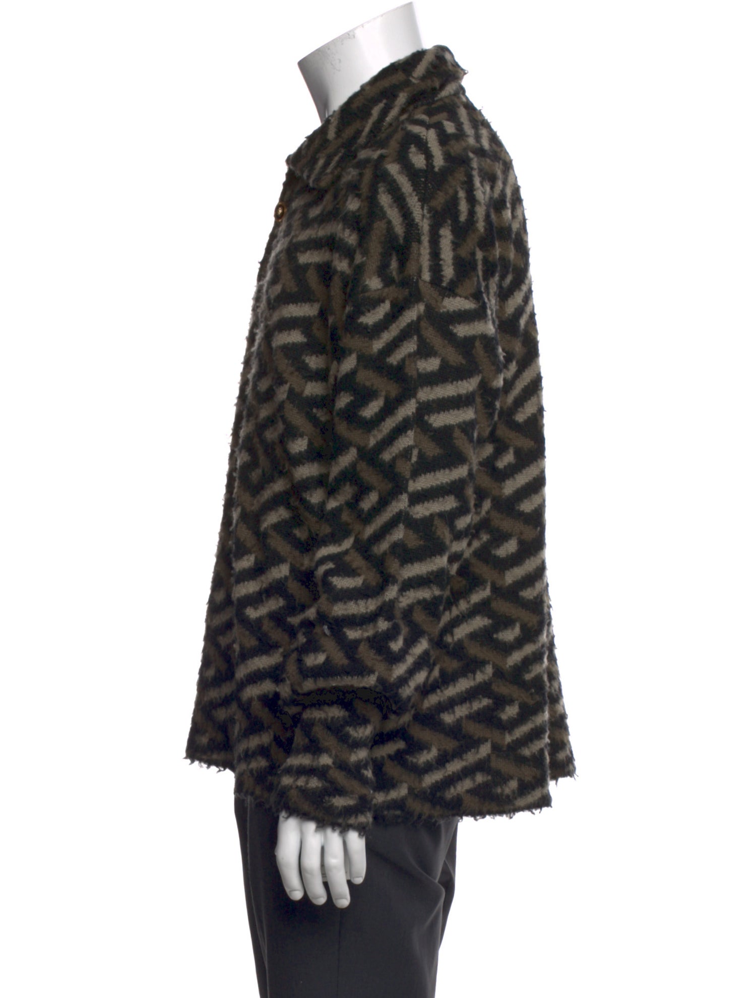 Versace Virgin Wool Printed Polo Sweater