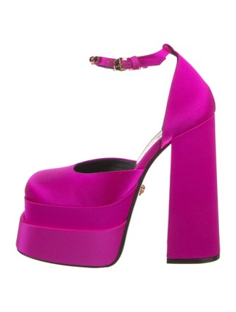 Versace Satin Crystal Embellishments D'Orsay Pumps