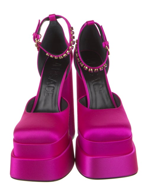 Versace Satin Crystal Embellishments D'Orsay Pumps