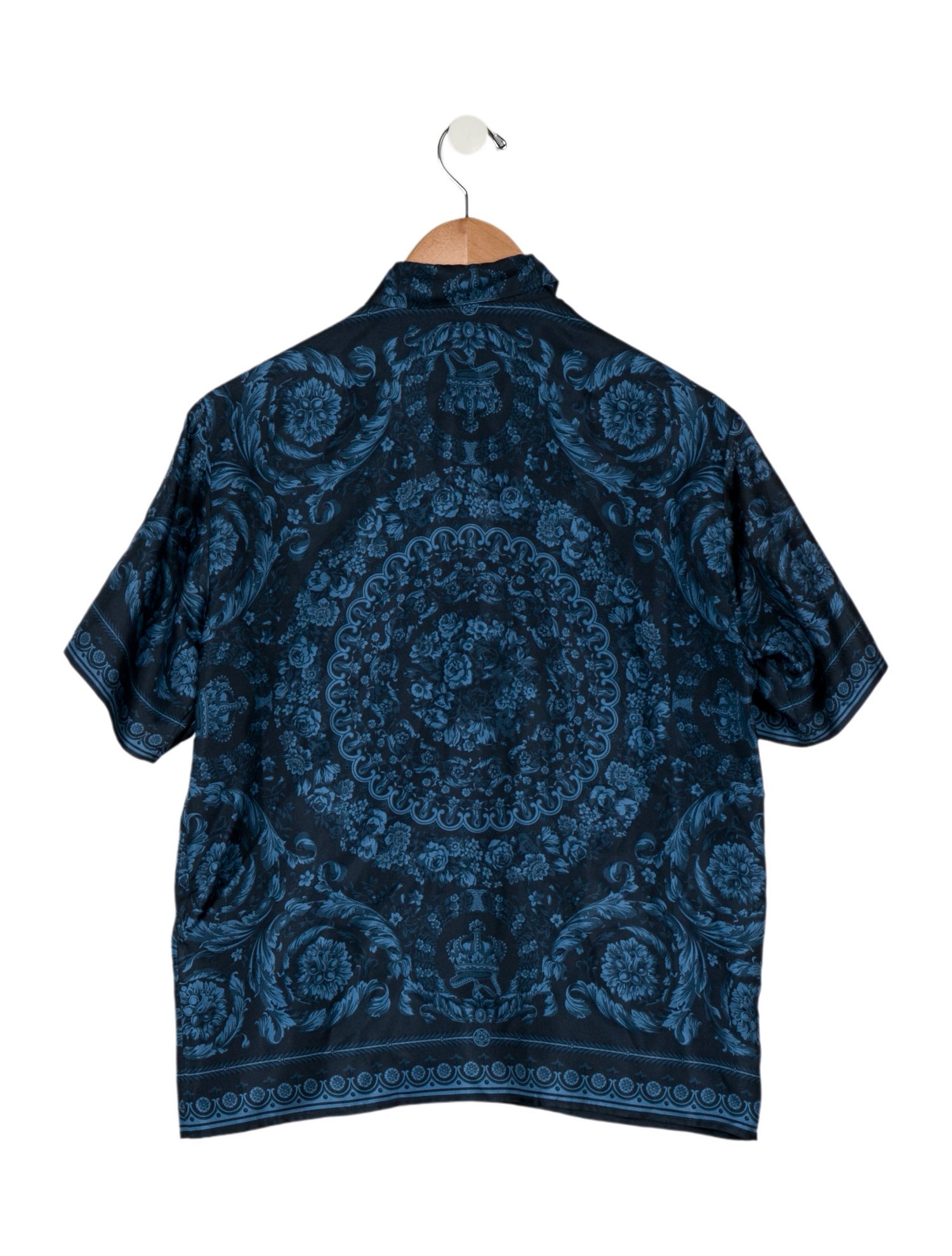 Versace Boys' Patterned Silk Short Sleeve Button Up Shirt