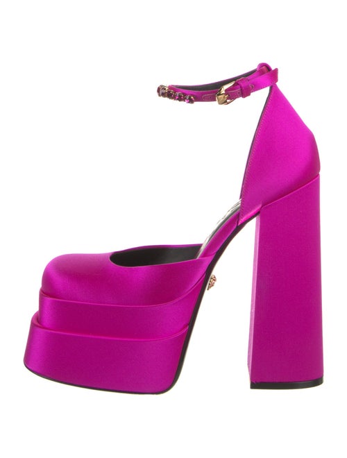 Versace Satin Crystal Embellishments D'Orsay Pumps