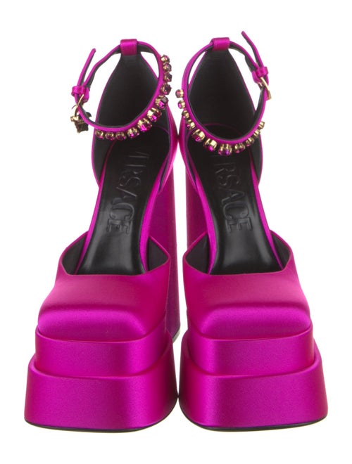 Versace Satin Crystal Embellishments D'Orsay Pumps