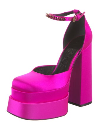 Versace Satin Crystal Embellishments D'Orsay Pumps