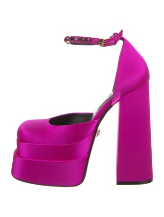 Versace Satin Crystal Embellishments D'Orsay Pumps