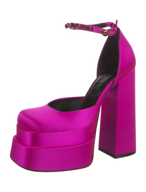 Versace Satin Crystal Embellishments D'Orsay Pumps