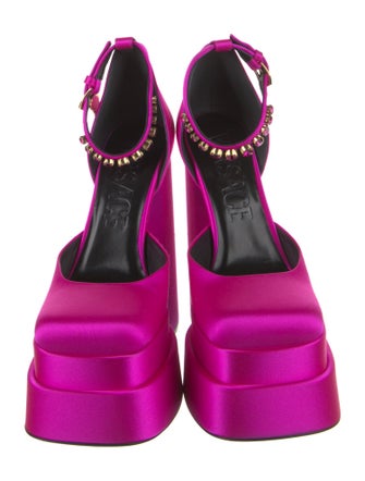 Versace Satin Crystal Embellishments D'Orsay Pumps