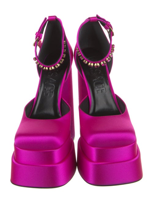 Versace Satin Crystal Embellishments D'Orsay Pumps