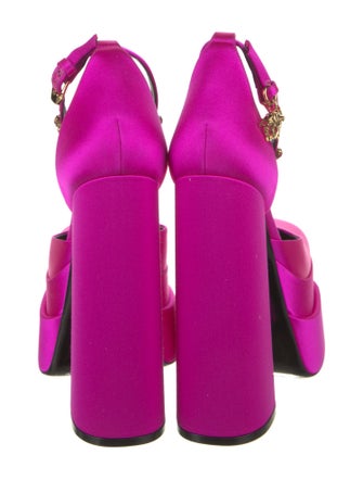 Versace Satin Crystal Embellishments D'Orsay Pumps