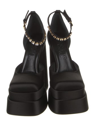Versace Satin Crystal Embellishments D'Orsay Pumps