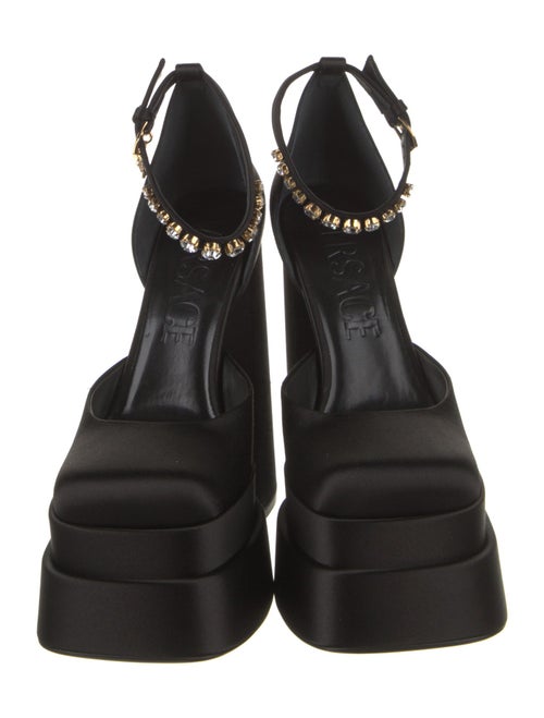 Versace Satin Crystal Embellishments D'Orsay Pumps