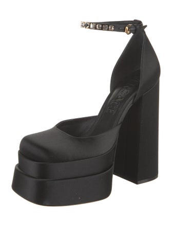 Versace Satin Crystal Embellishments D'Orsay Pumps