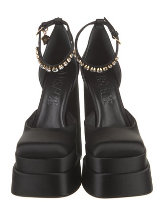 Versace Satin Crystal Embellishments D'Orsay Pumps