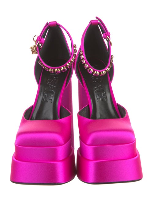 Versace Satin Crystal Embellishments D'Orsay Pumps