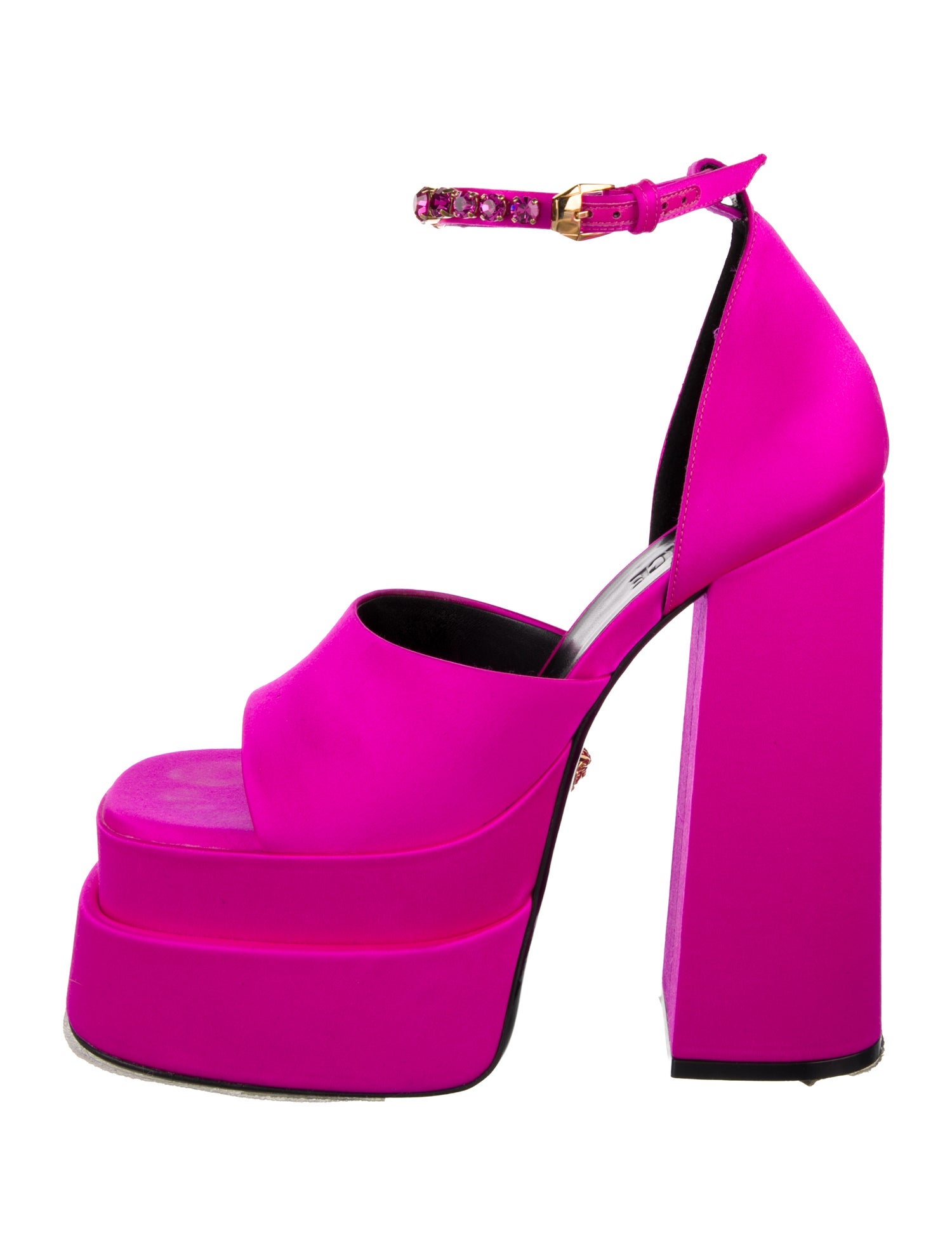 Versace Satin Crystal Embellishments Sandals