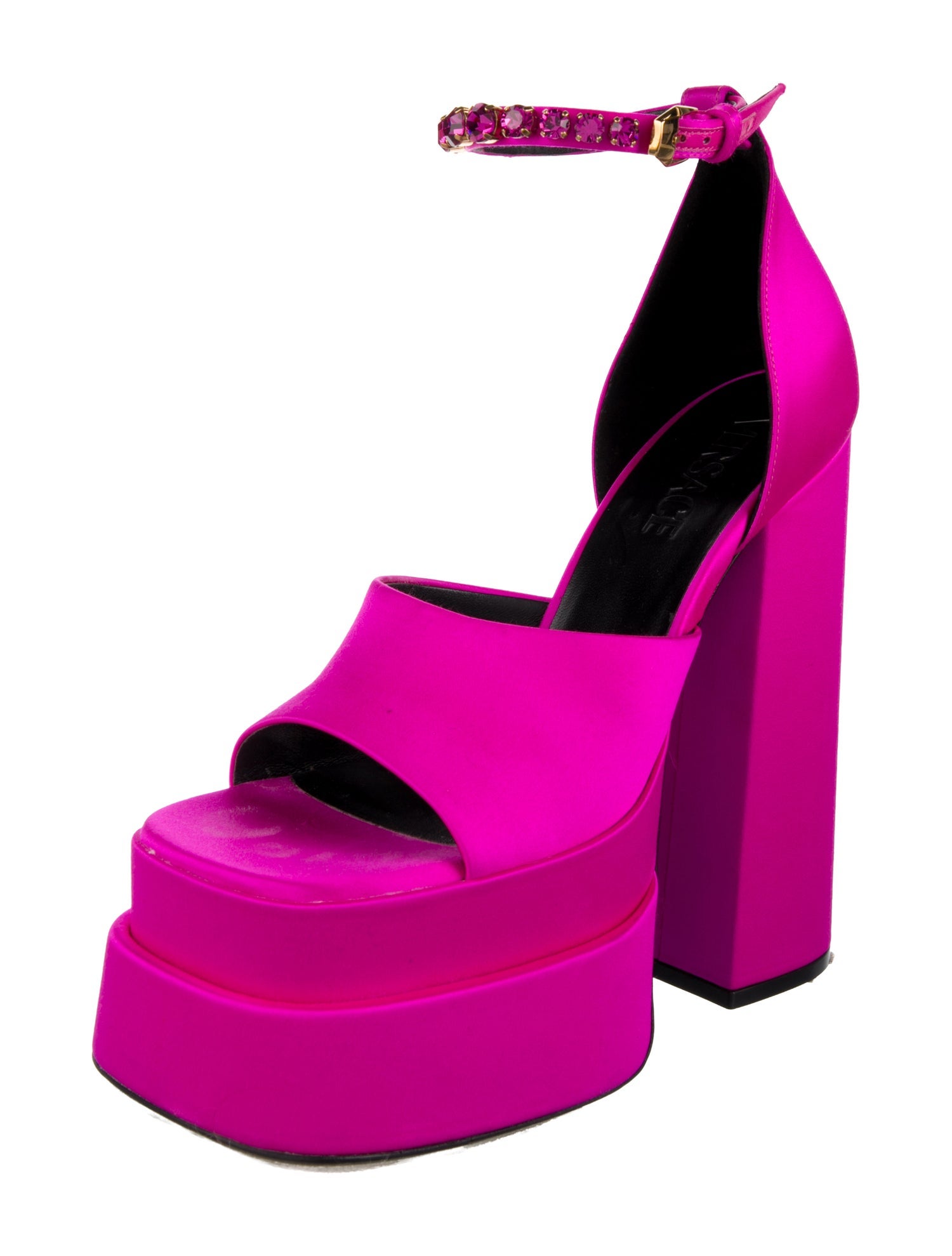 Versace Satin Crystal Embellishments Sandals