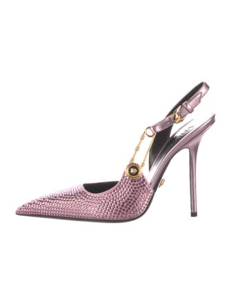 Versace Crystal Crystal Embellishments Slingback Pumps