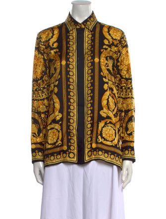 Versace Silk Printed Button-Up Top