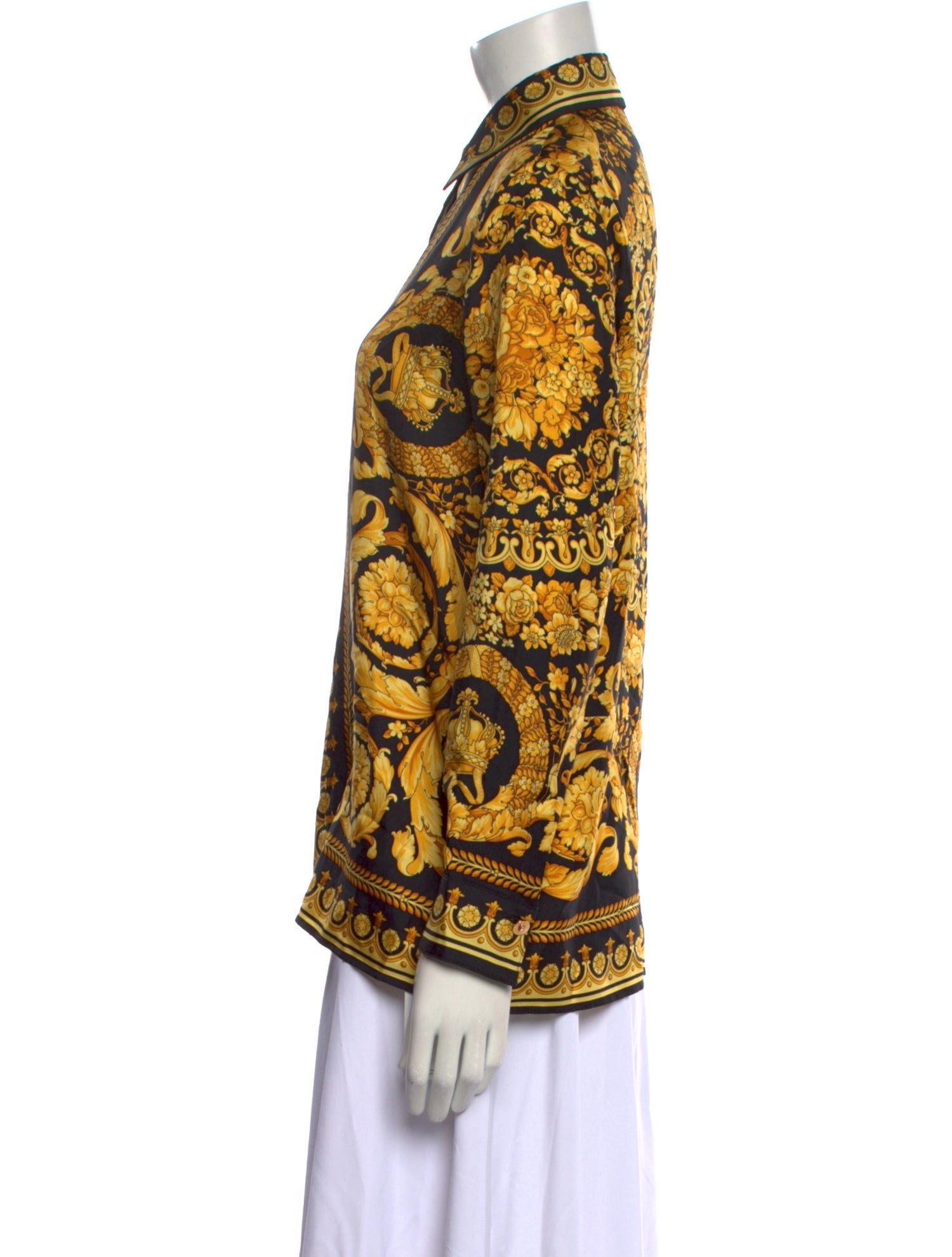 Versace Silk Printed Button-Up Top