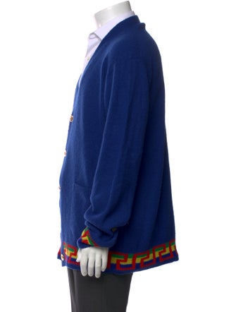 Versace Virgin Wool Graphic Print Cardigan