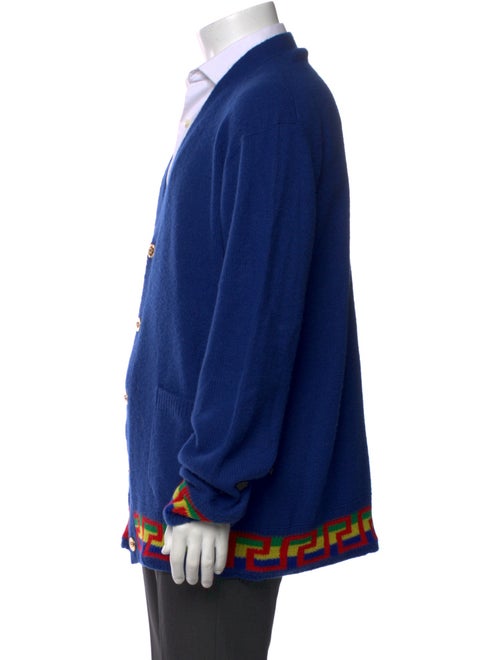 Versace Virgin Wool Graphic Print Cardigan
