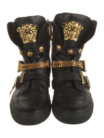 Versace Leather Combat Boots