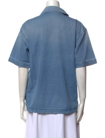 Versace Short Sleeve Button-Up Top