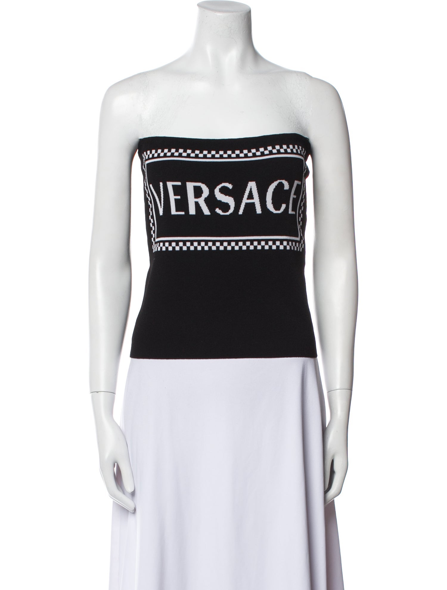 Versace Printed Strapless Crop Top