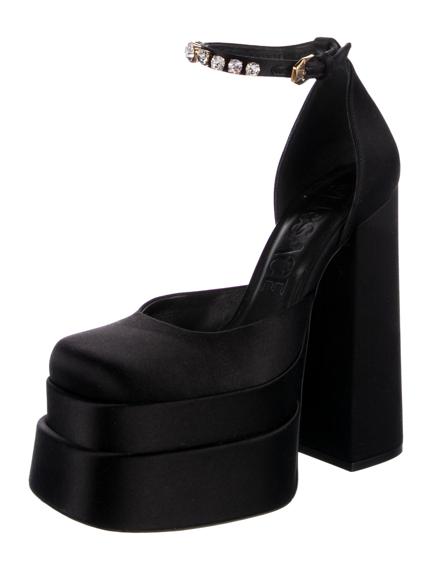 Versace Medusa Insignia Satin D'Orsay Pumps