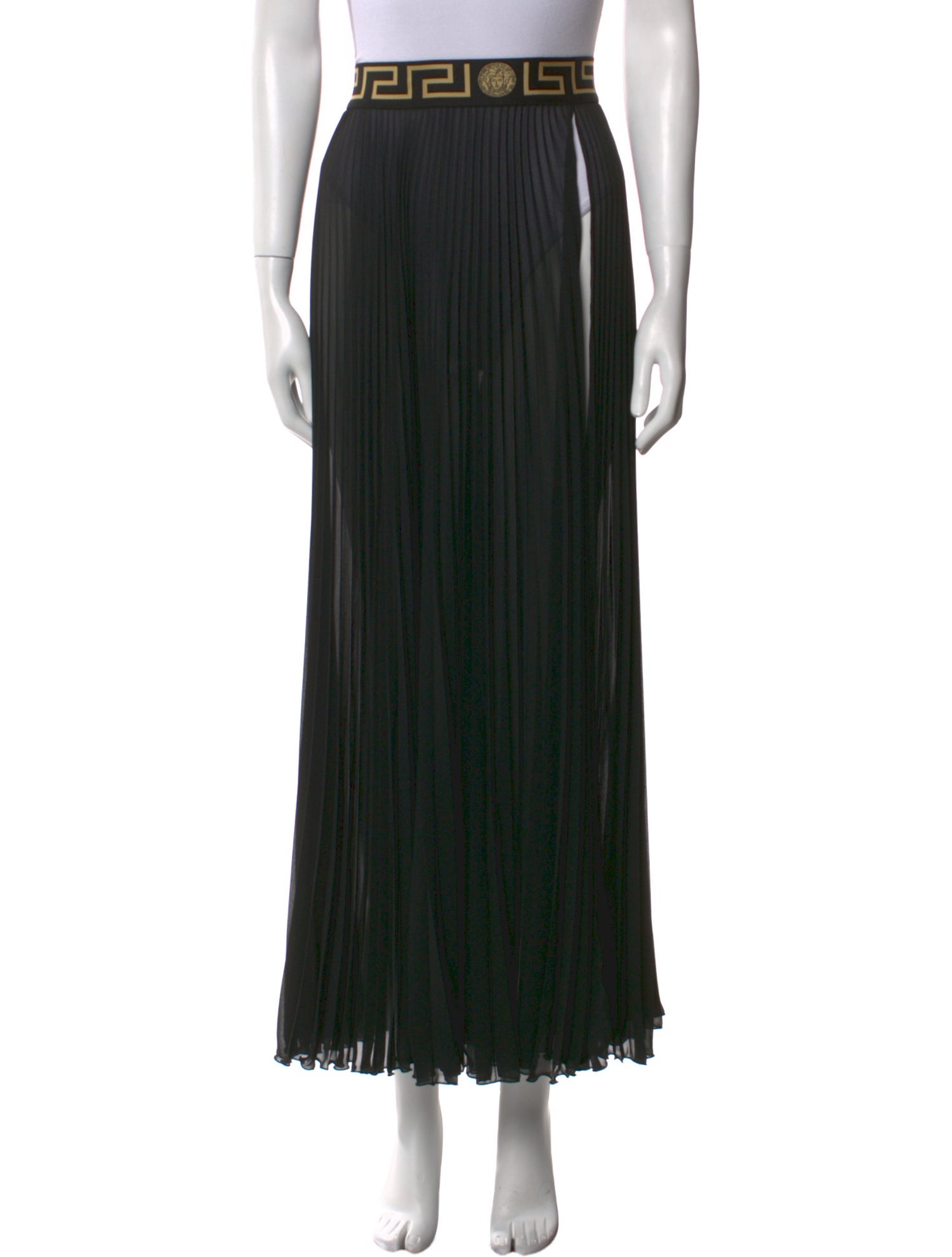 Versace Pleated Accents Midi Length Skirt