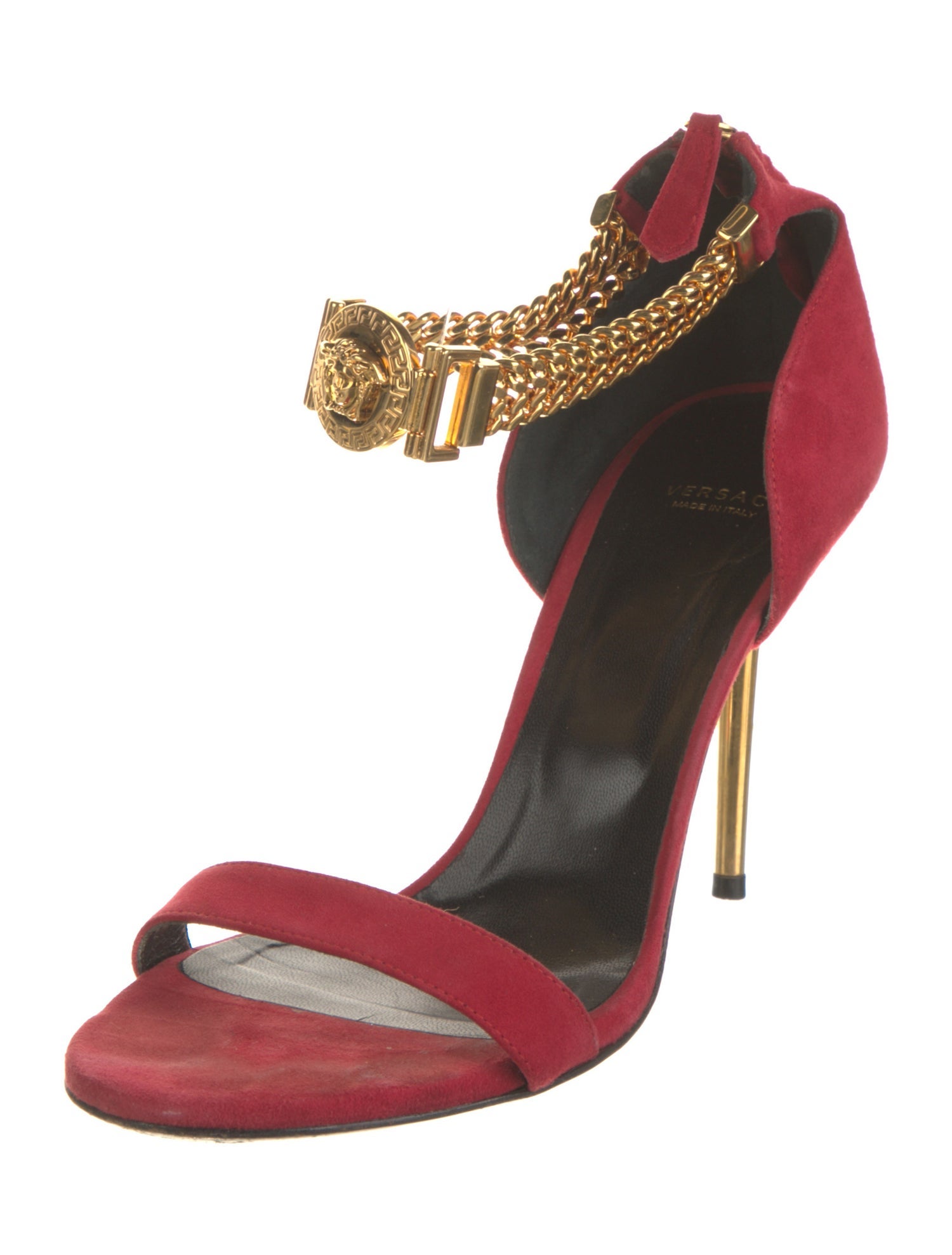 Versace Medusa Insignia Suede Sandals