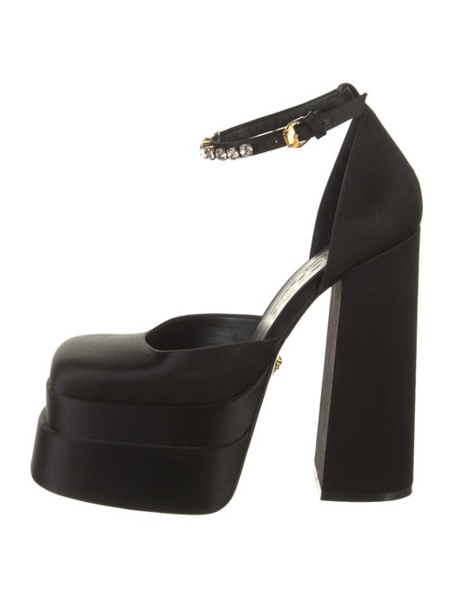 Versace Satin Crystal Embellishments D'Orsay Pumps