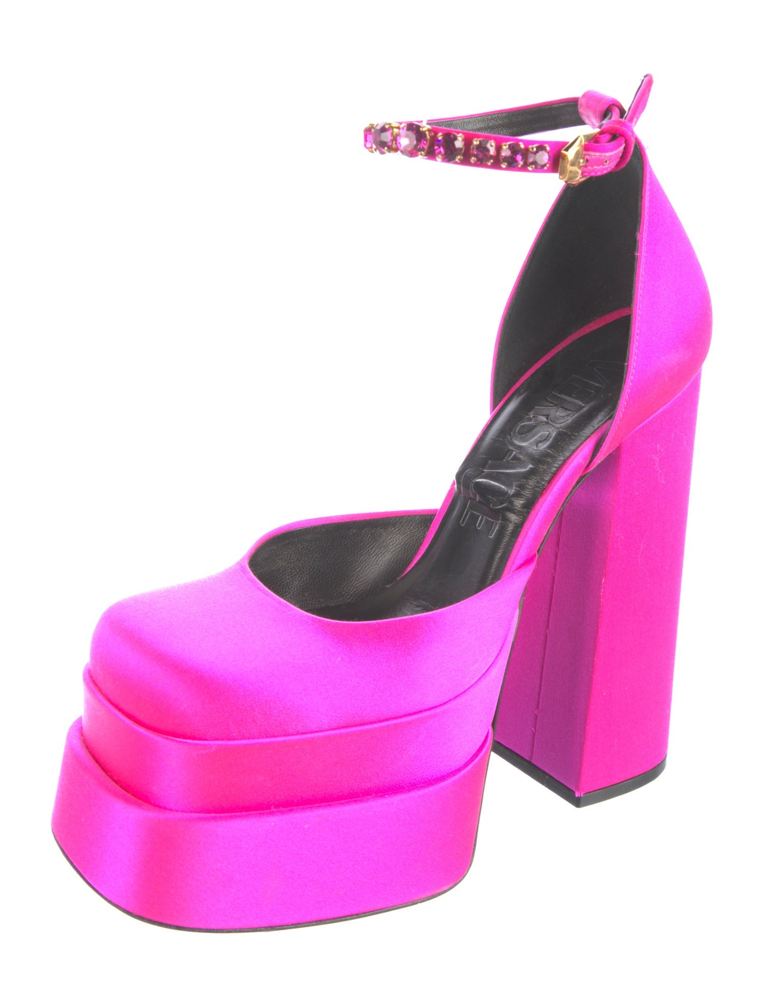 Versace Medusa Insignia Satin D'Orsay Pumps