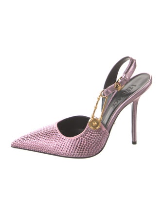Versace Crystal Crystal Embellishments Slingback Pumps